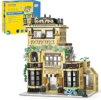 Conjunto de Blocos de Montar Construção de Café - Modelo de Construção de Cidade, Presente de Brinquedo STEM para Crianças e Adultos