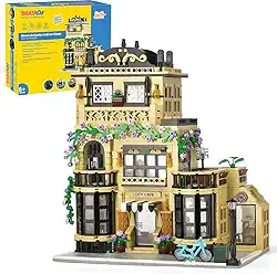 Conjunto de Blocos de Montar Construção de Café - Modelo de Construção de Cidade, Presente de Brinquedo STEM para Crianças e Adultos