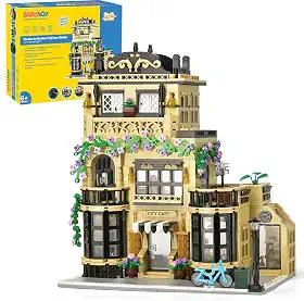 Conjunto de Blocos de Montar Construção de Café - Modelo de Construção de Cidade, Presente de Brinquedo STEM para Crianças e Adultos