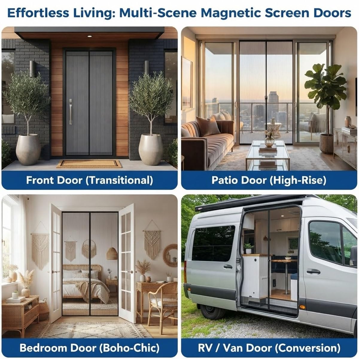 Rideau Magnétique de Porte Moustiquaire Anti-Insecte Voilage Protection | Maille Fine Fermeture Aimantée Sans Perçage Installation Facile Entrée Balcon Chambre Idéal Animaux(Noir,W145xH260cm)