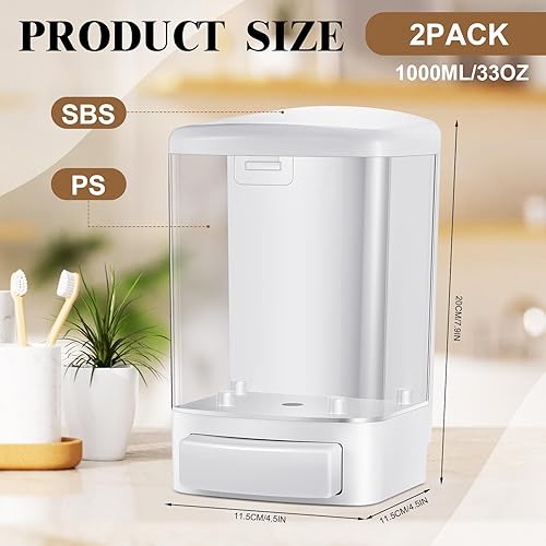 Miniatura 2 de Hushee Dispensador de jabón comercial para colgar en la pared, dispensador de jabón manual de 33.8 onzas, 33.8 fl oz, dispensador de jabón de
