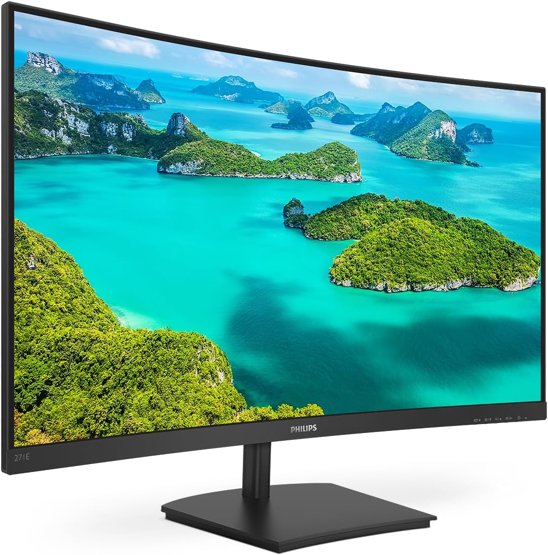 Monitors, Gaming 271E1SCA Monitor, Adaptive Sync 75 Hz, VA LED 27", 1920 x 1080 FHD, 4 ms, HDMI, VGA, Casse Integrate, Flicker Free, Low Blue Light, VESA, Nero, 27 Pollici Curvo FHD