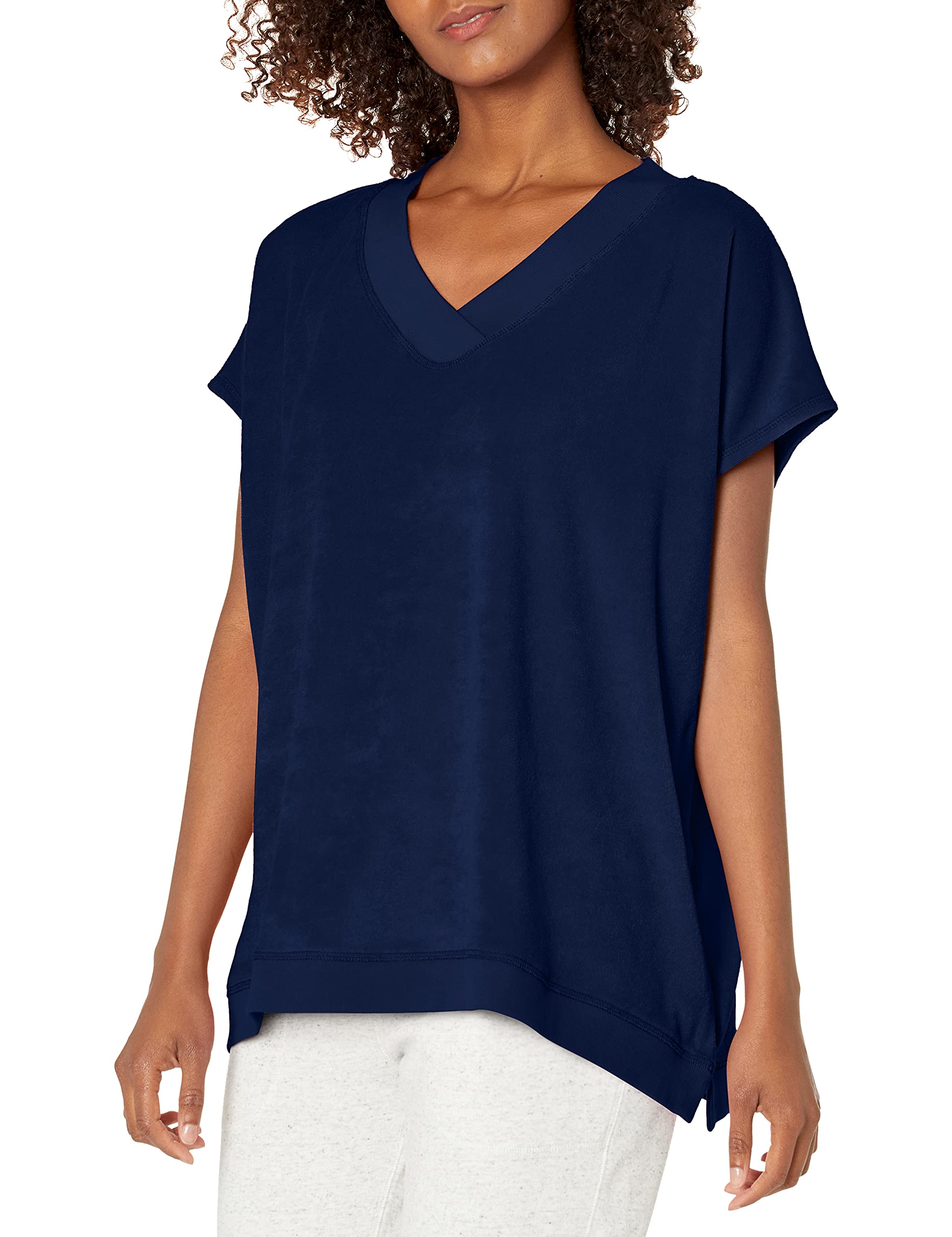 HUE Women's Relaxed Fit Terry V-Neck Sleep Tee