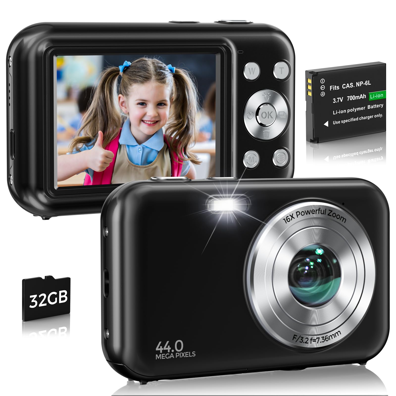Amazon.com : Digital Camera, FHD 1080P 44MP Vlogging Camera with
