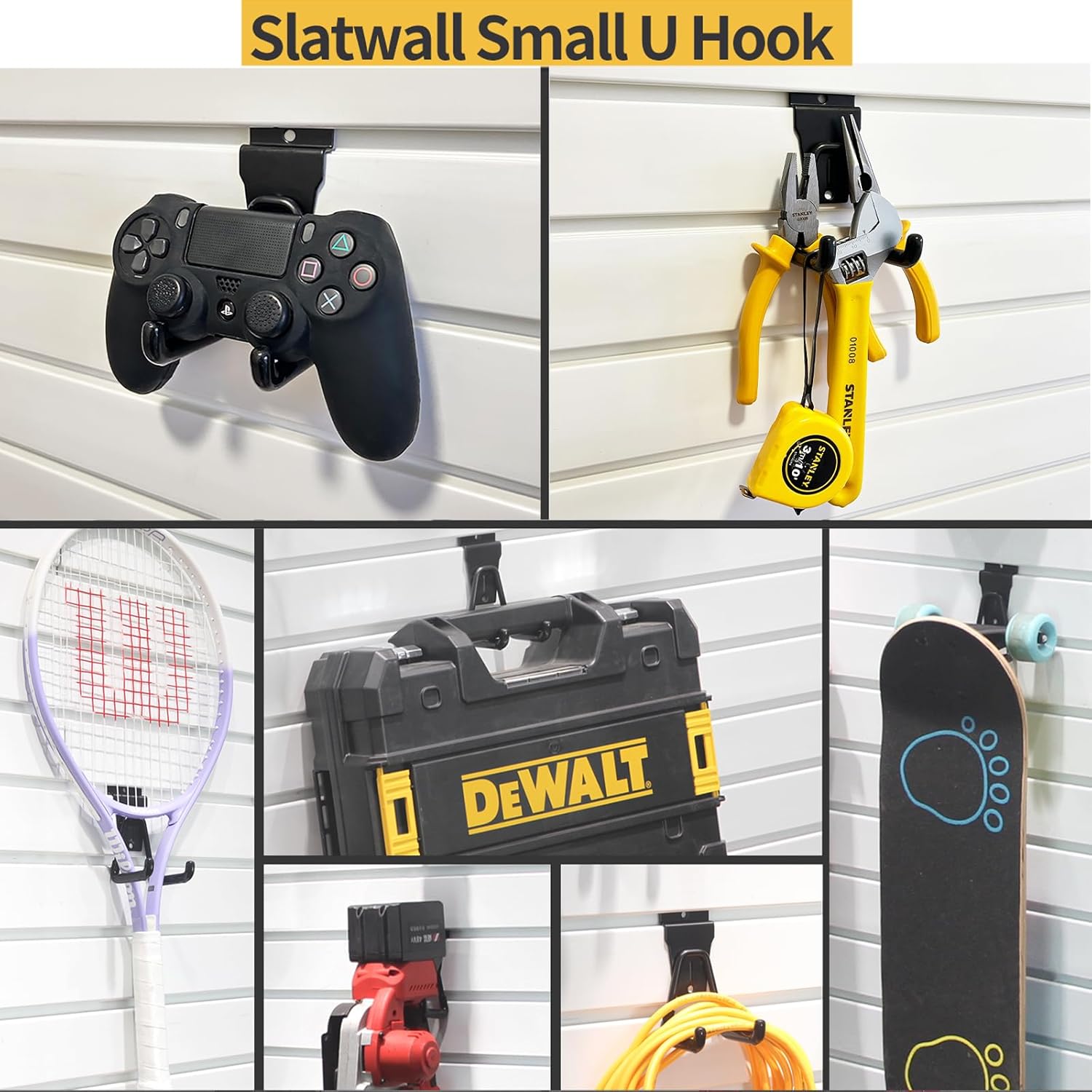 Slatwall Hooks, Garage Slatwall Accessories, Multi Size Slat Wall Accessory, 14 Pack Utility Hooks for Slatwall - Image 9