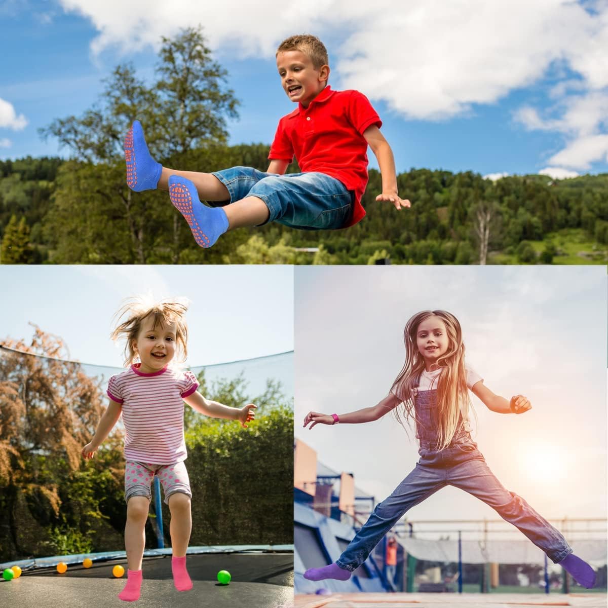 Tphon Boys Non Slip Trampolines Socks with Grips Ankle Socks for Toddler Low Cut Athletic Socks for Sports Games - Image 4