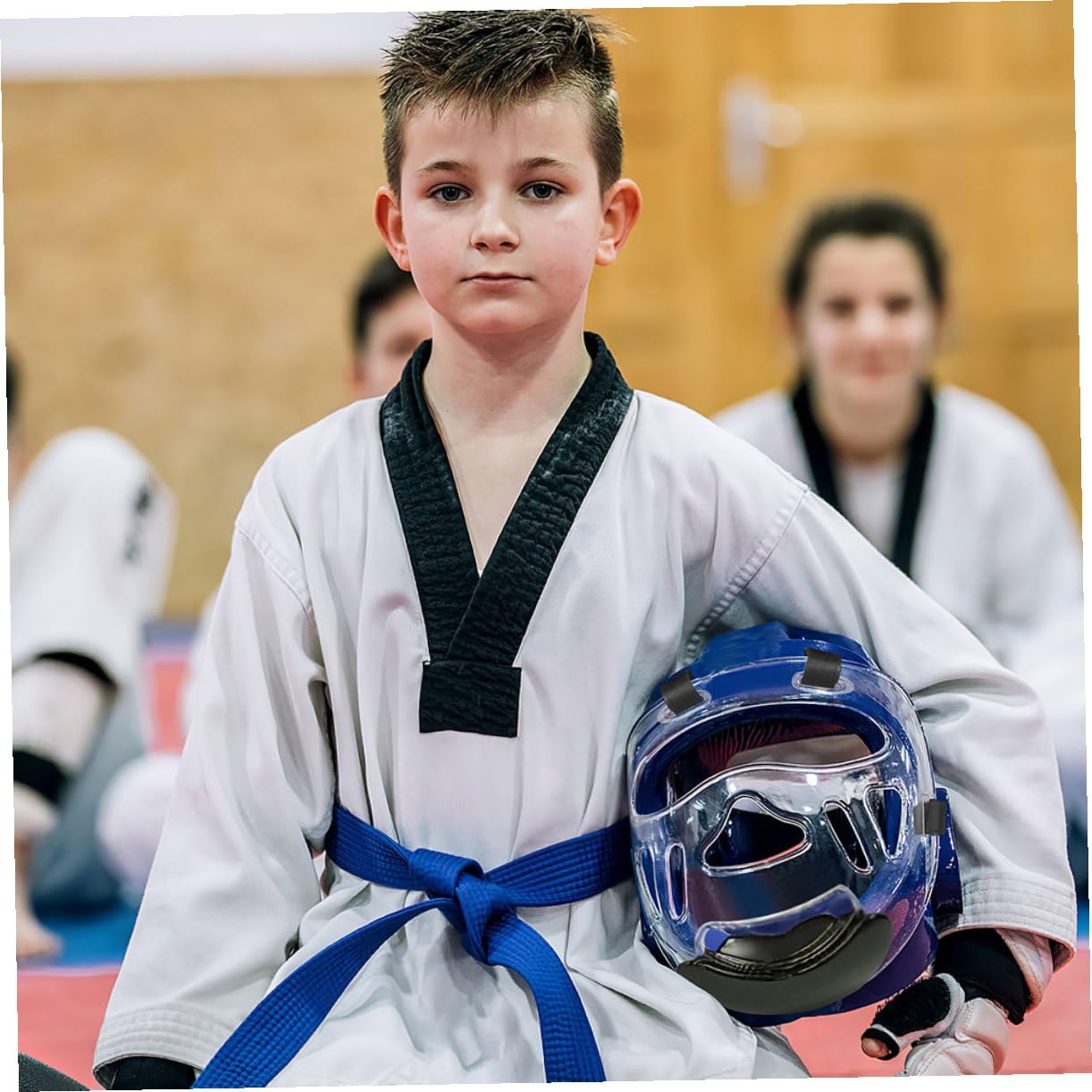 Maschera Protettiva per Viso in Plastica Rinforzata 2 Pezzi Protezione Facciale Staccabile Portatile Taekwondo per Allenamento e Sparring