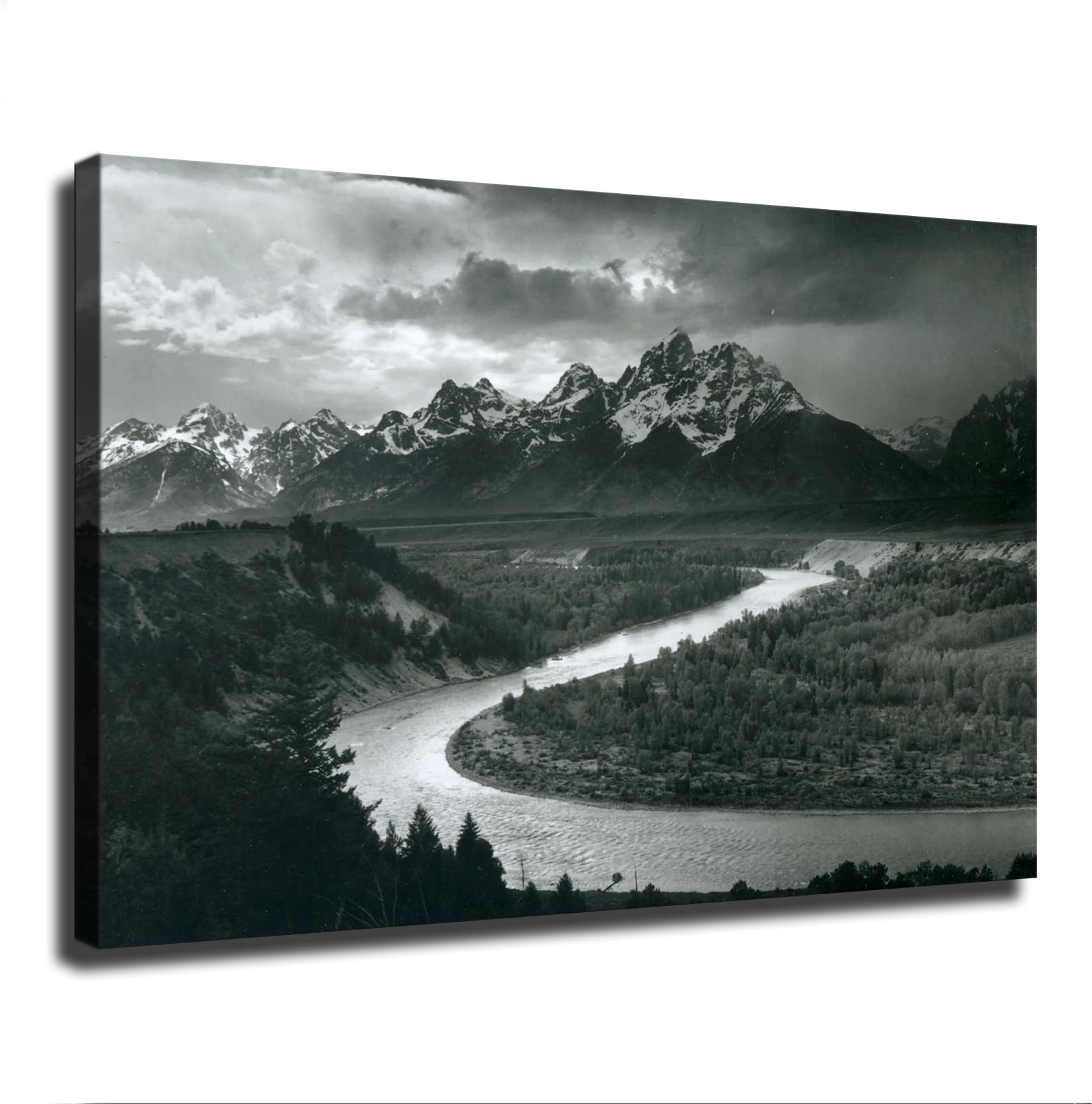 Ansel Adams Snake River Overlook Grand Tetons National Park Wyoming Mountains Poster Canvas Painting Print Modern Aesthetics Living Room Bedroom Home Office Wall Art Decoration (Unframed,12×18inch)