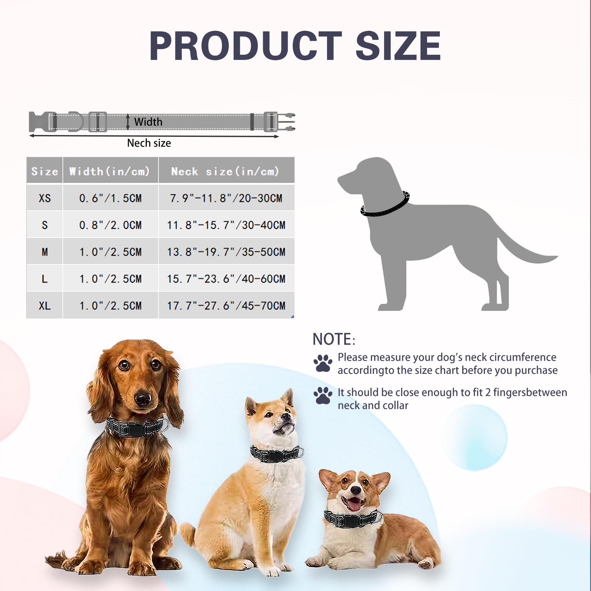 UBRAVE Dog Collar,Reflective Nylon Dog Collar,With Quick Release Buckle,With Soft Neoprene Padding,Adjustable Nylon Collars for Medium Dogs M - Image 2