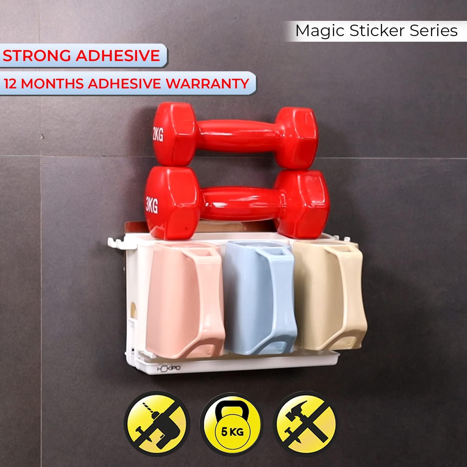 HOKIPO Magic Sticker Toothbrush Holder - No Drill! -5 HOKIPO Magic Sticker Toothbrush Holder - No Drill! -5