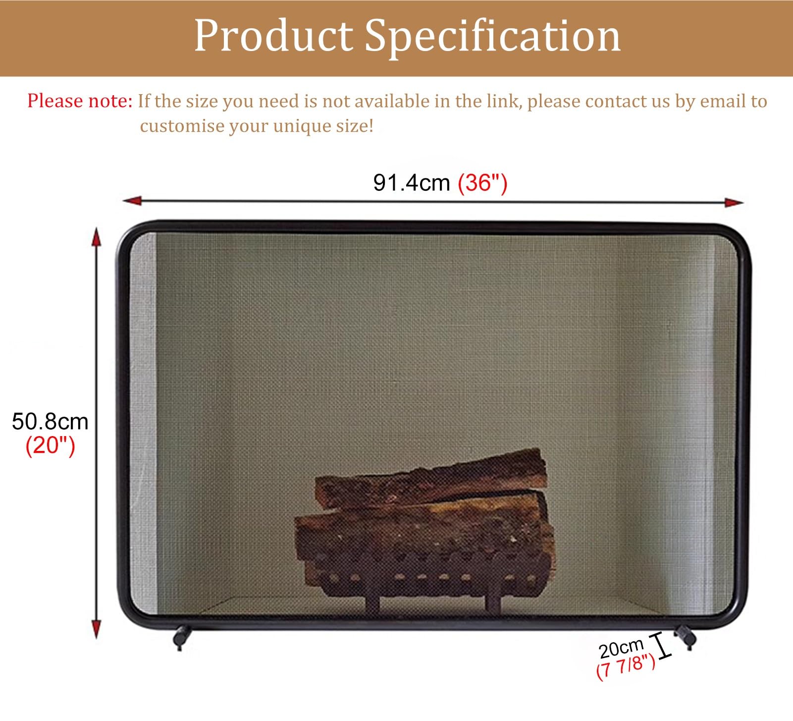 Salvachispas Chimenea Malla Protectora para Chimenea de 20 X 36 Pulgadas para Estufas de Leña, Panel Protector Pequeño de Un Solo Panel Contra Chispas de Fuego, Panel Protector a Prueba de Hornos de G