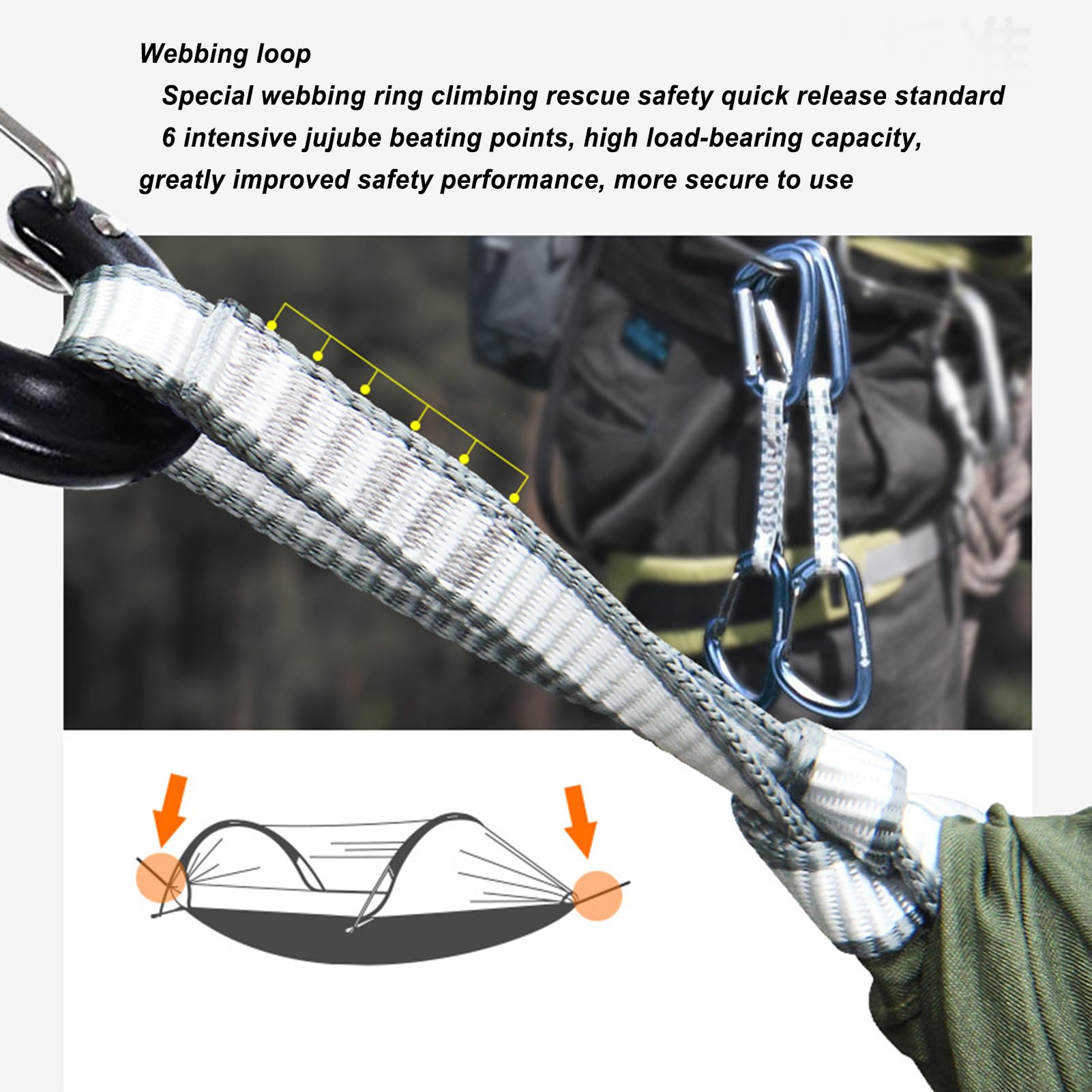 Amaca Da Campeggio, Tenda Amaca con Zanzariera Integrata Allungabile | 106x55 Pollici Tela Resistente Portata 200kg Impermeabile Anti UV Facile Installazione Alberi Cinghie