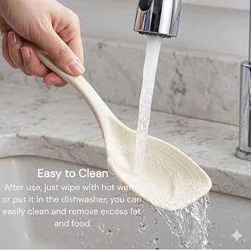Large Silicone Cooking Spoon 2PC, 12 -inch Non-Stick Spoonula set Deep Bolw & Measurement Mark for Mixing,Serving, Scooping, Scraping, Kitchen Utensils Spoons (White & Green)