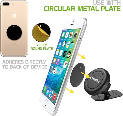 Miniatura 4 de Cellet Paquete de 8 discos magnéticos de repuesto de placa de metal con adhesivo adhesivo fuerte 3M para portavasos magnético sin cuna, tablero,