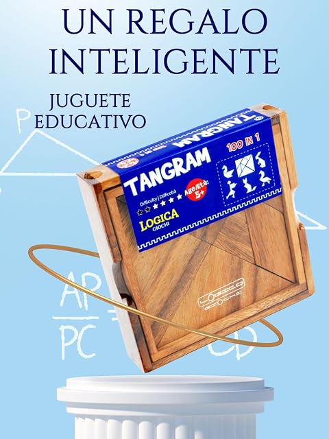 Foto 3 de 5 de Logica Juegos Art. Tangram - 100 Puzzles en 1 - Rompecabezas de Madera Preciosa - Juego Educativo para Niños
