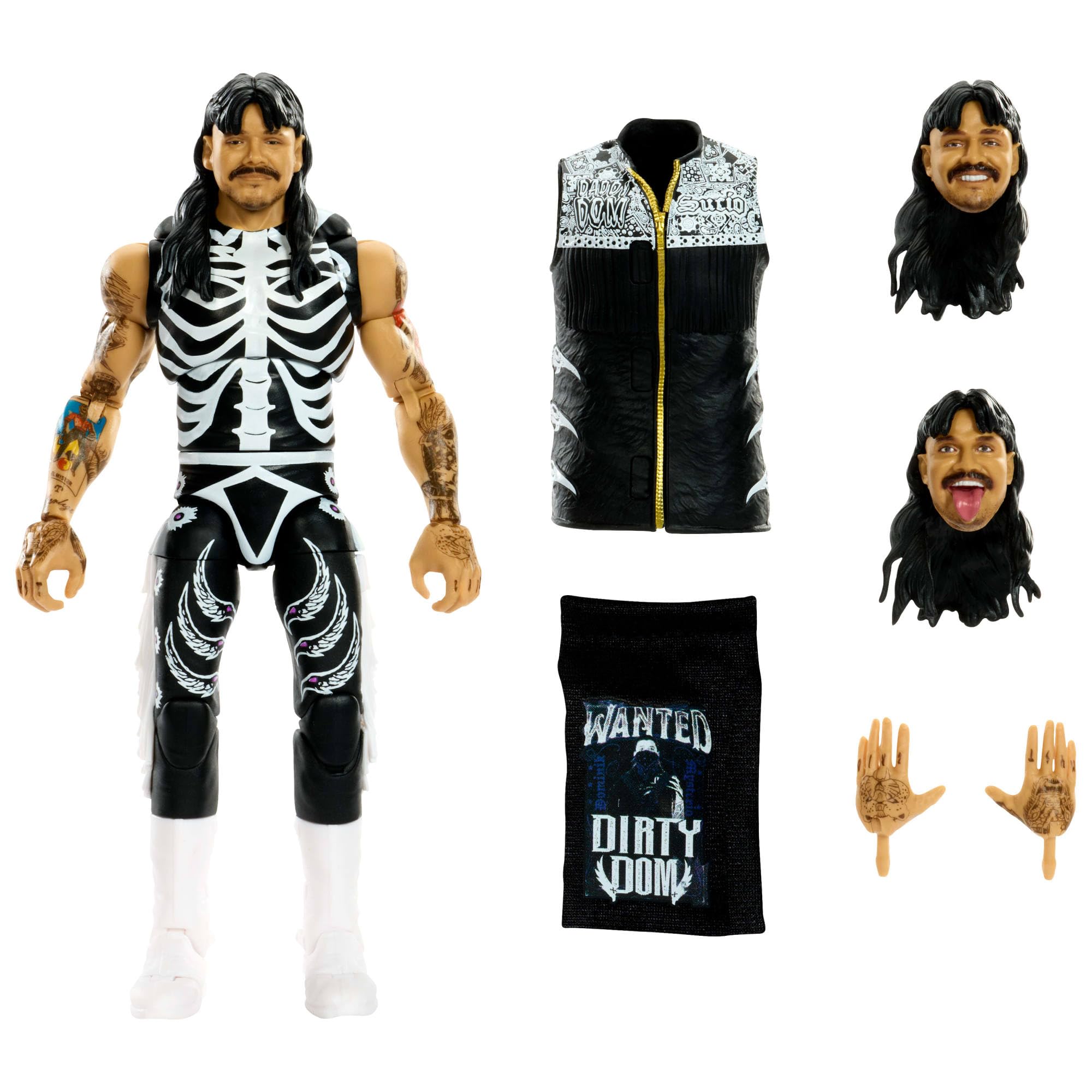 Mattel WWE Ultimate Edition - Dirty Dominik Mysterio, action figure collezionabile e accessori inclusi, 30 punti di articolazione con teste e mani intercambiabili, 8+ anni, JHV90