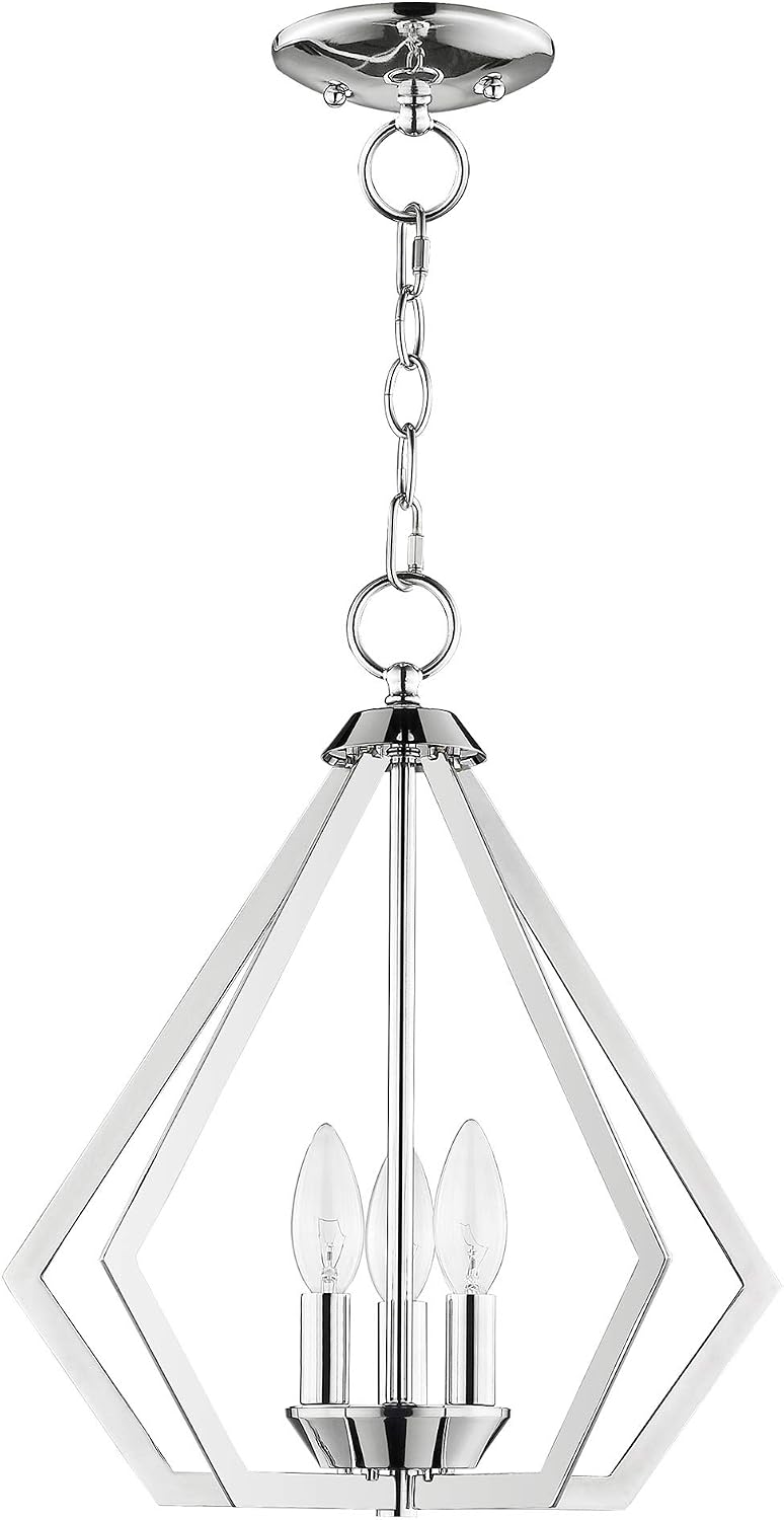 Livex Lighting 40923-05 Prism 3 Light Ch Mini Chandelier/Ceiling Mount, 14" x 14" x 16", Polished Chrome