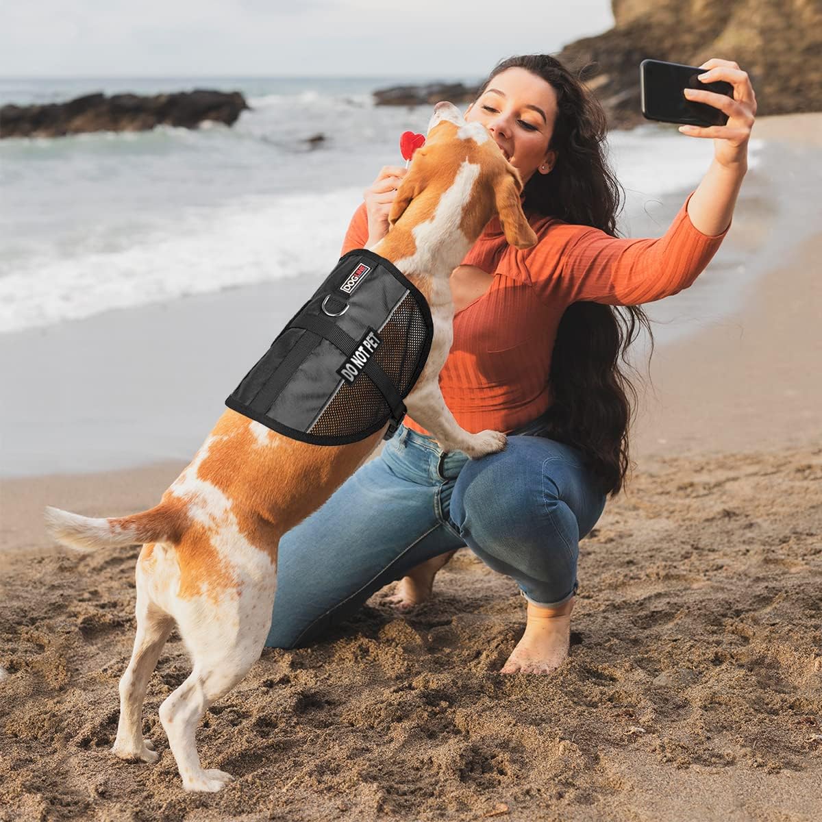 Dogline 30"-38" MaxAire Mesh Vest for Dogs and 2 Removable Do Not Pet Patches, X-Large, Black