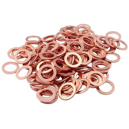 Miniatura 5 de Jersvimc Arandela plana de cobre M8, 120 piezas, kit de juntas de cobre, anillo de arandela de sellado métrico, diámetro interior de 0.315 in,