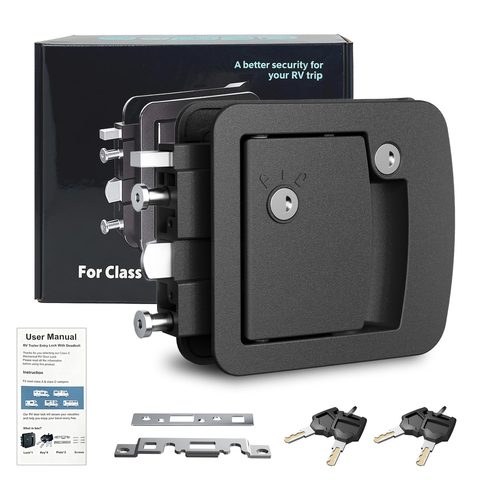 Camper Door Lock,RV Door Lock,for Class C RV Camper,1 Locks 4 Keys