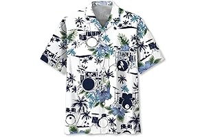 Men's Hawaiian Drum Shirt Short Sleeve Drummer Button Down Shirt - Vintage Drum Shirts