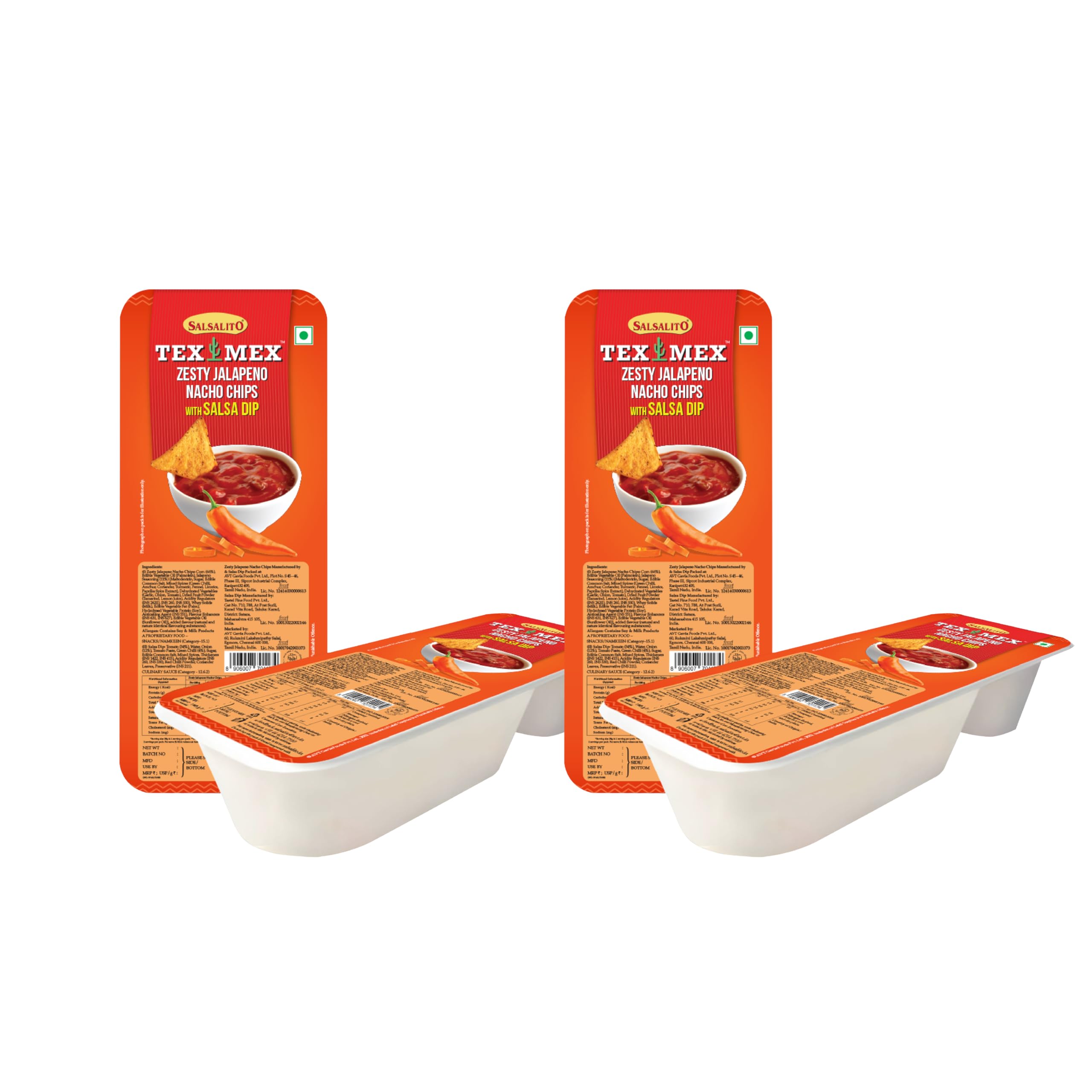 Tex Mex Tray Pack Zesty Jalapeno Nacho Chips With Salas Dip 65g