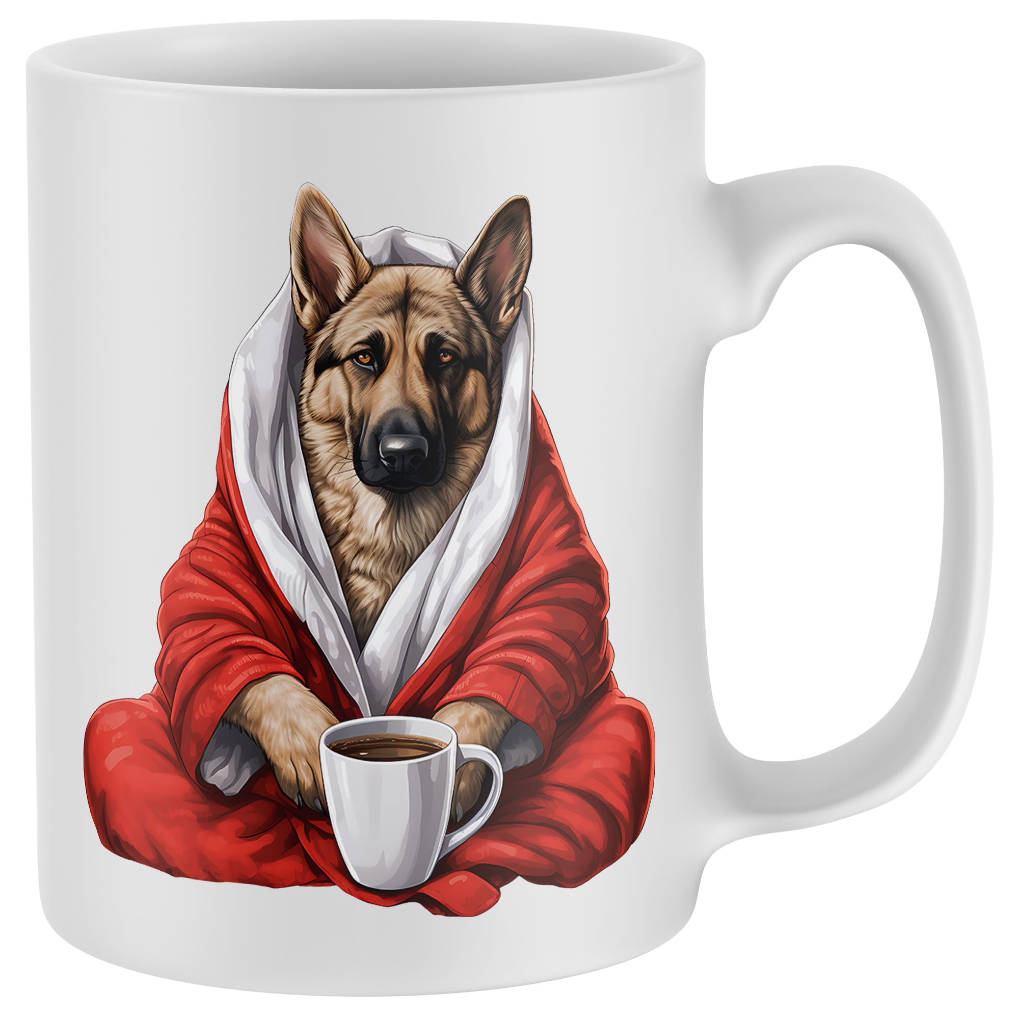 Purple Print House German Shepherd Coffee Mug Men Women Cute Puppy Alsatian Birthday Christmas Stocking Gift Tea Cup