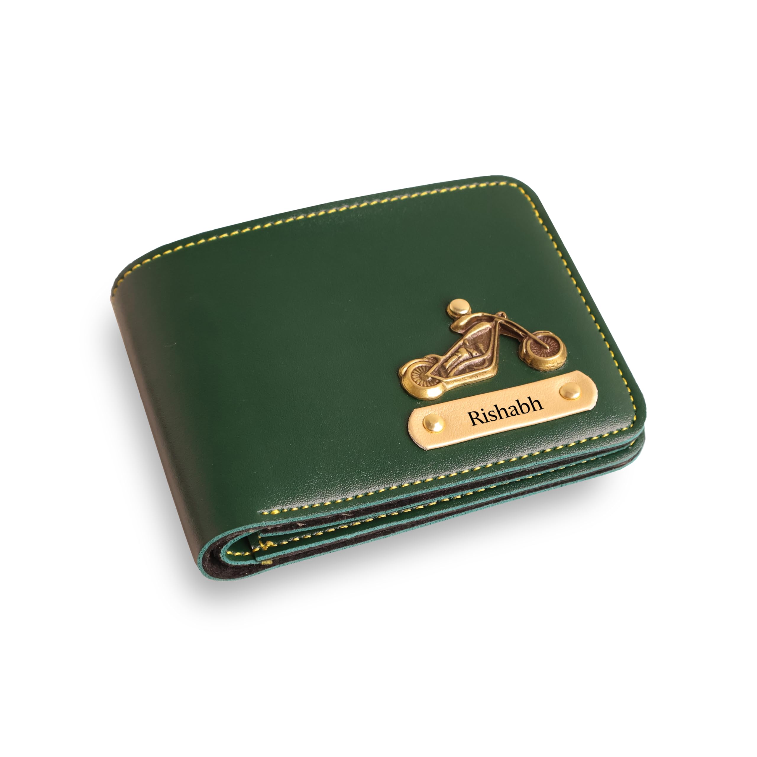 Men's Personalized Wallet I Customized Slim Stylish Leather Purse with Name & Charm I Unique Birthday Anniversary Gift for Men Boy Love Husband Employees Clients - Olive