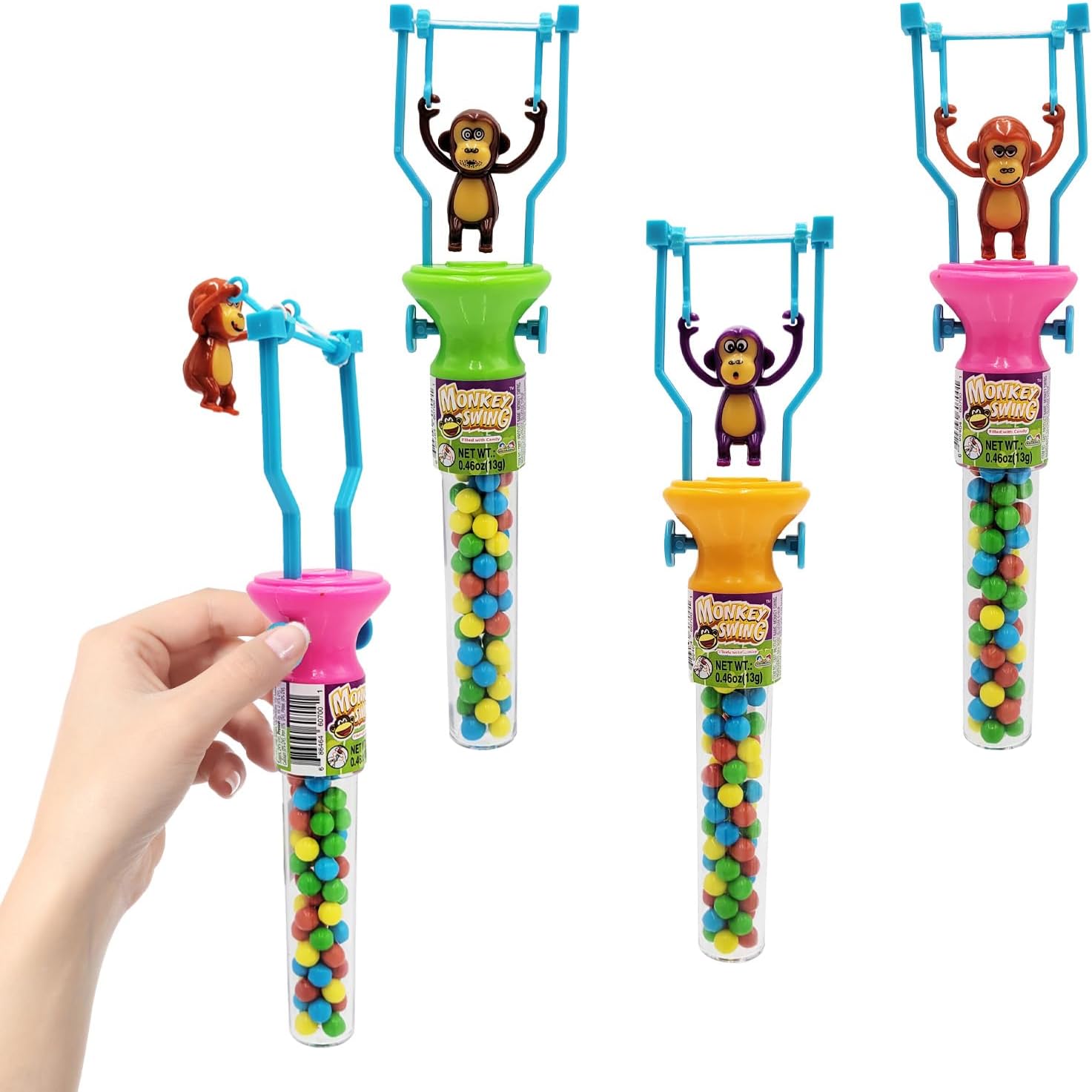 Fruidles Monkey Swing Candy Dispenser, Party Favor (3-Pack)