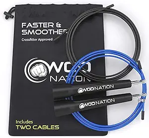 WOD Nation Speed Jump Rope - Blazing Fast Jumping Ropes - Endurance Workout for Boxing, MMA, Martial Arts or Just Staying Fit - Adjustable for Men, Women and Children