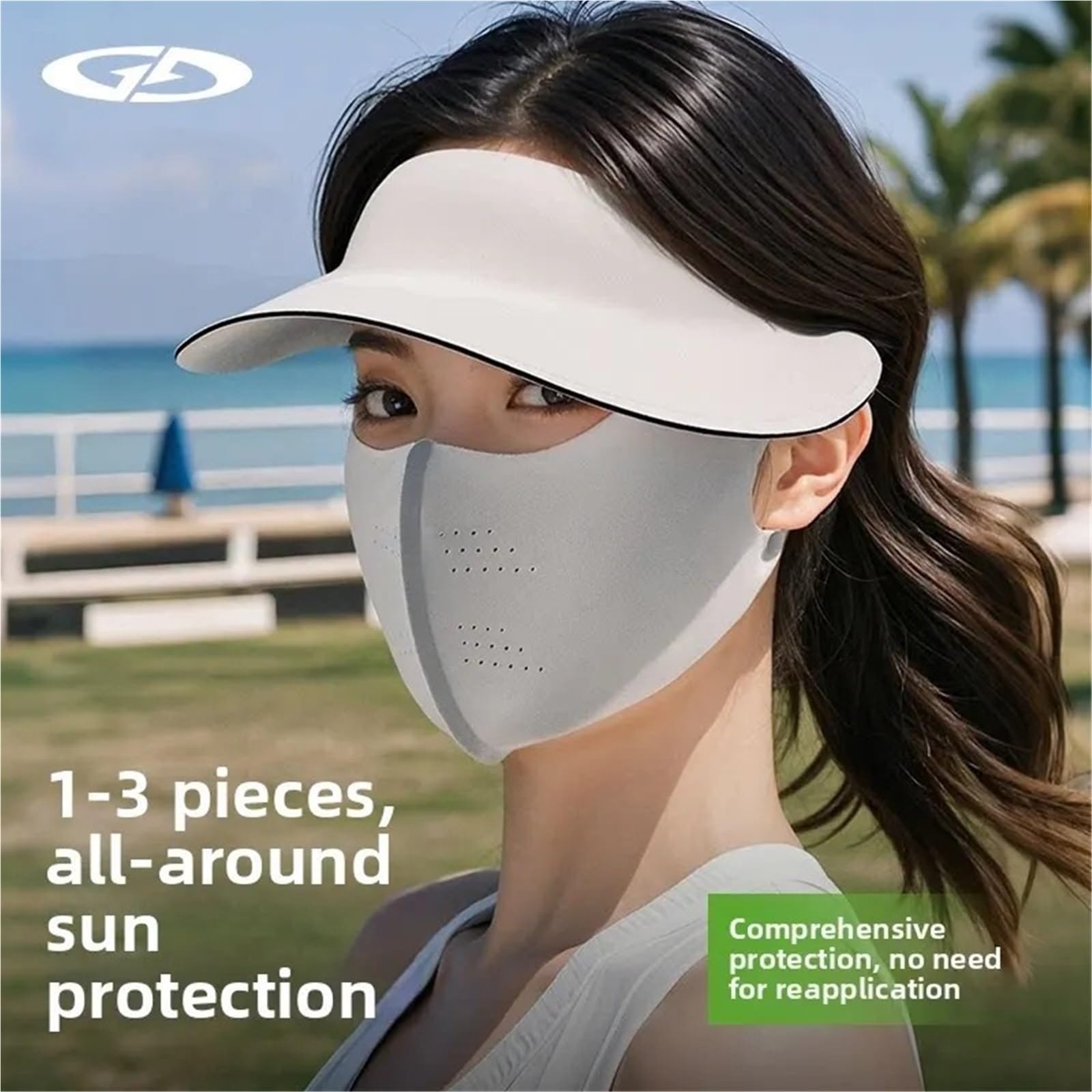 Maschera visiera parasole da donna 1 pezzo traspirante Per esterno | Copricapo regolabile staccabile a copertura totale for la guida estiva all'aperto in spiaggia(Black)