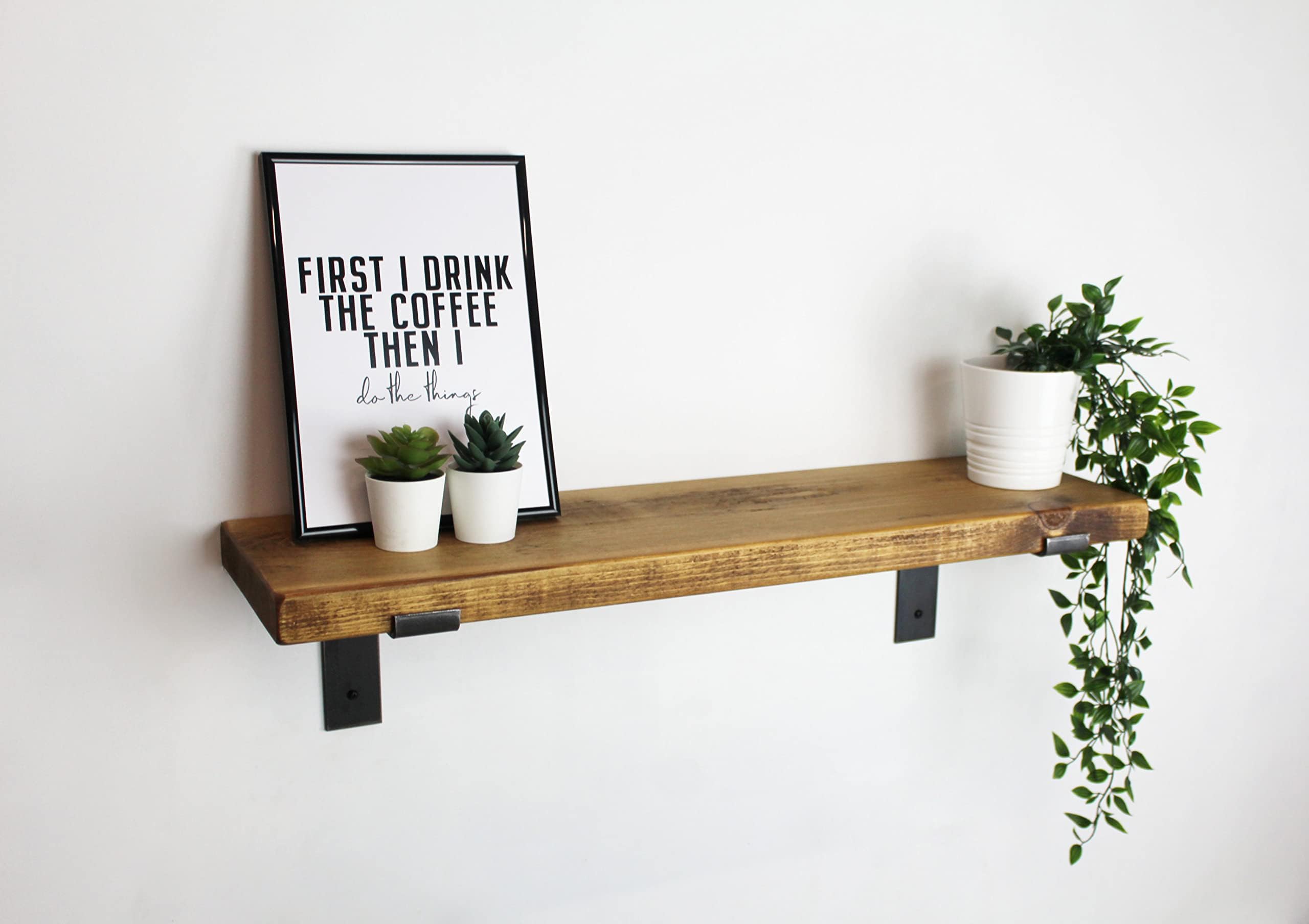 Rustic Wood Wall Shelf | Solid Wooden Bracket shelves for Wall | Floating shelf | Handmade | Bookshelf | Kitchen Shelves | Home Decor