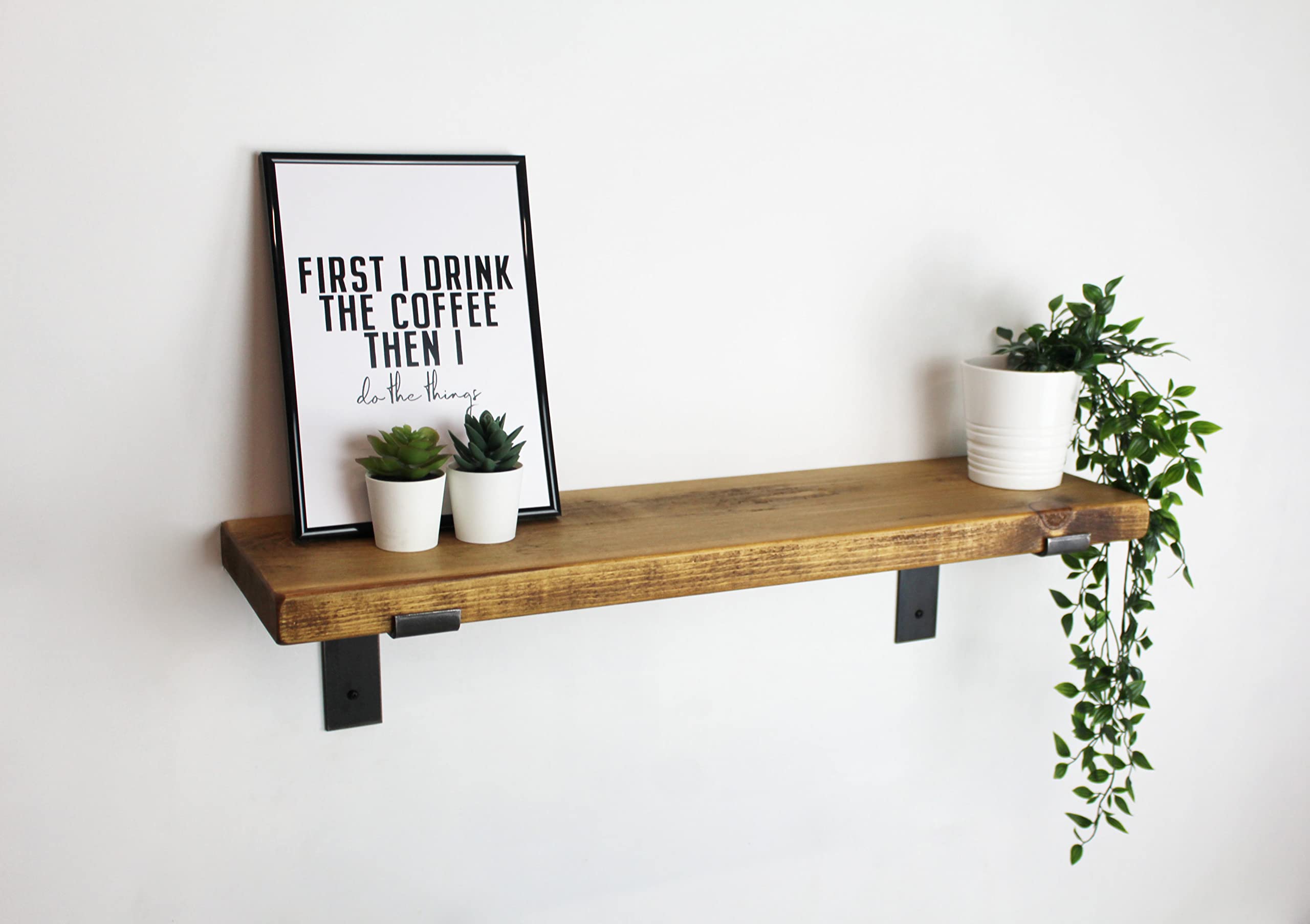 Rustic Wood Wall Shelf | Solid Wooden Bracket shelves for Wall | Floating shelf | Handmade | Bookshelf | Kitchen Shelves | Home Decor