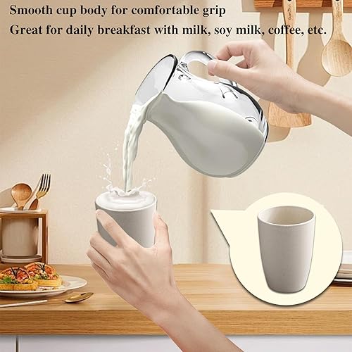 Miniatura 6 de Juego de 5 vasos de paja de trigo, pequeños vasos reutilizables de 12 onzas, aptos para lavavajillas, vasos de agua apilables de plástico