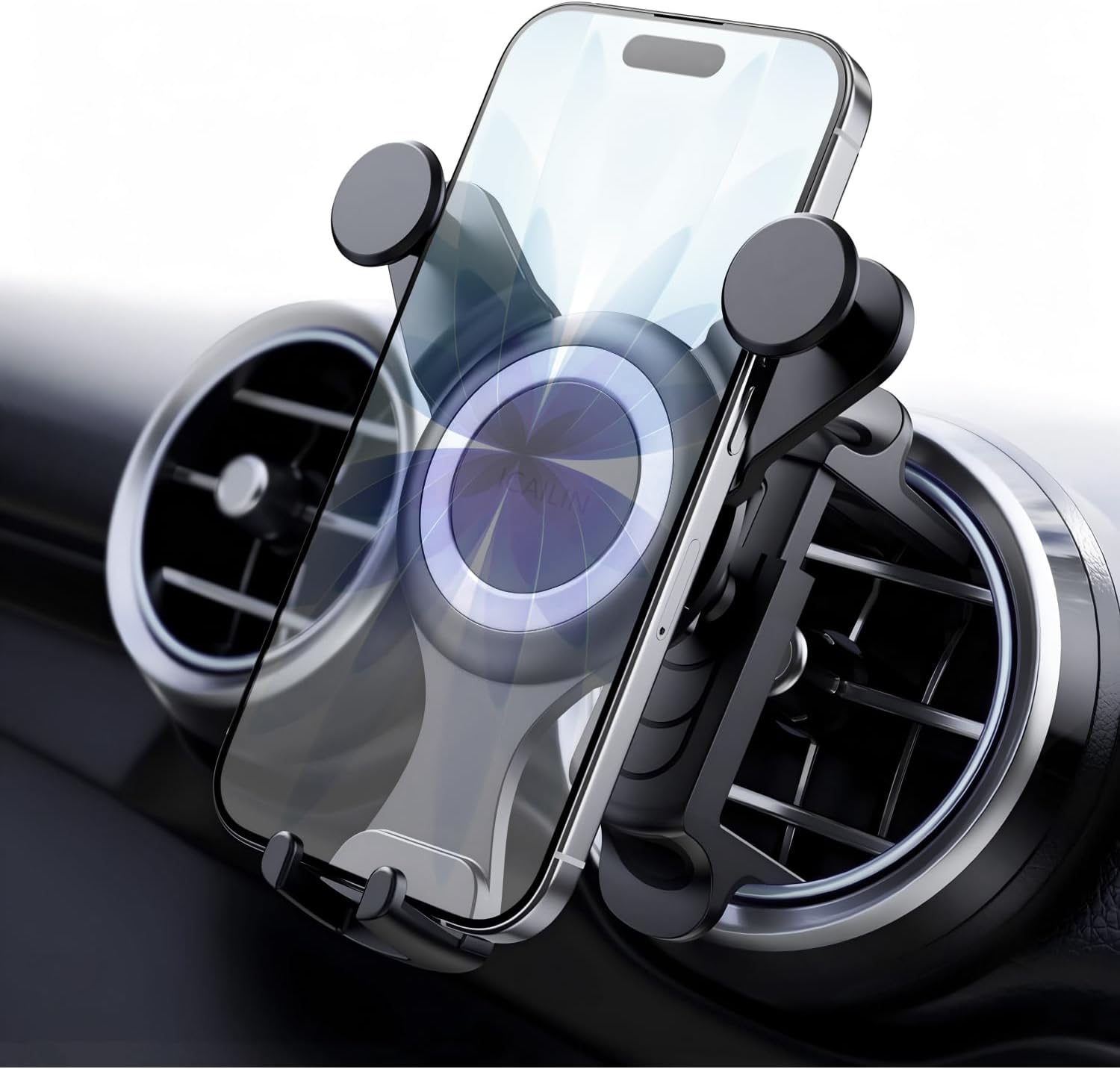 ICAILIN Mercedes Phone Holder for Mercedes Benz A/C Class, GLB/GLC, Audi A1,Mini Cooper, Reinforced Car Phone Holder Spring Clip for Round Air Vent, Circular Vent Cradle for iPhone Samsung