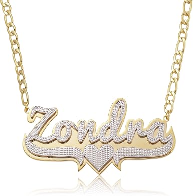 Custom Two Tone Name Necklace Double 