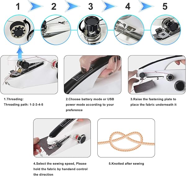 Handheld Sewing Machine, Easy to Use Portable Electric Mini Sewing Machines for Beginners with Two Speeds, with Complete Accessories Kit, Suitable for Home, Travel and DIY - 4