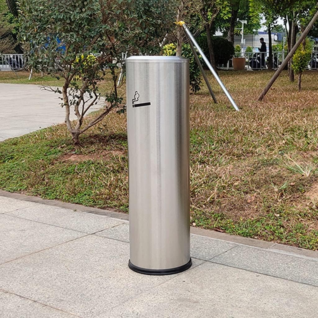 Stand Up Ashtray Simple Stainless Steel Cigarette Butt Column Ash Column Cigarette Butt Collector Cigarette Butt Trash Can Outdoor Ash Bucket Cigar Ashtrays For Outdoors (Color : A)