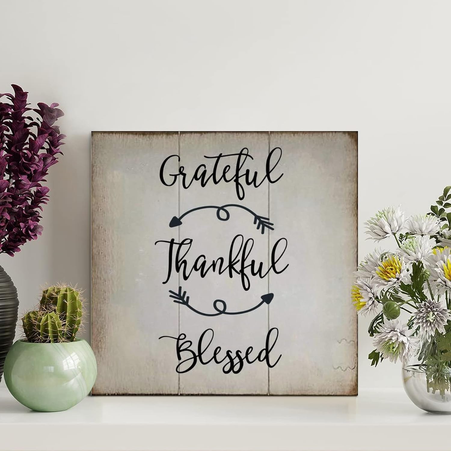 LITTLEGROVE SEEDS Rustic Wood Sign Grow through What You Go through Wood Plaque Farmhouse Wall Art Rustic Wall Decorations for Living Room for Home Man Cave Door Porch Garden Party 16x16in