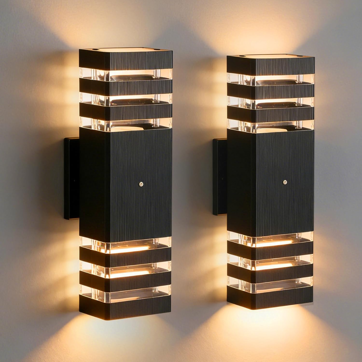CANMEIJIA Dusk to Dawn Outdoor Sconce Lights 2 Packs,GU10 3000K Exterior Wall Light IP65 Waterproof Aluminum Outdoor House Lights Wall Mount for House Garage Patio Garden