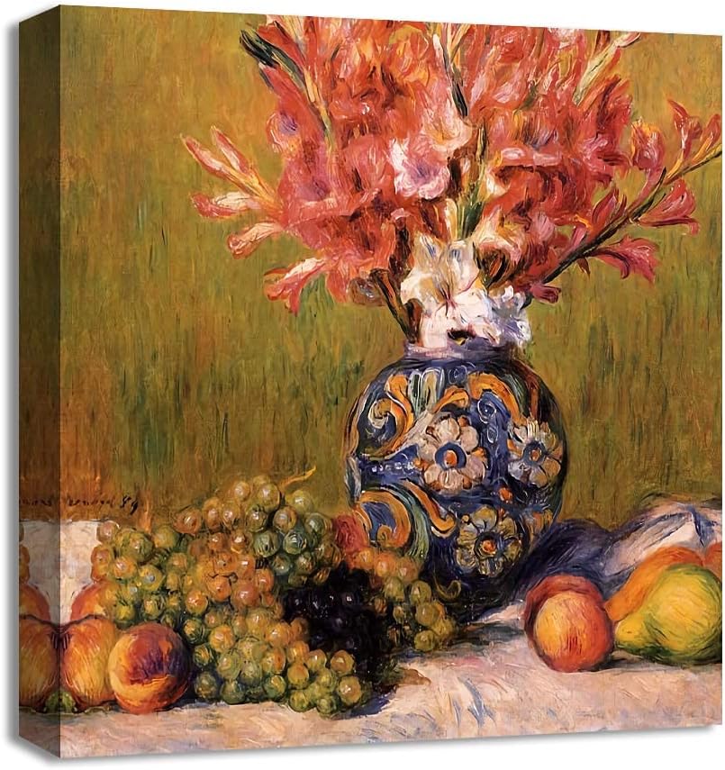 SIGNWIN Canvas Wall Art Vase of Flowers by Pierre-Auguste Renoir Canvas Prints Home Artwork Decoration for Living Room,Bedroom - 12x12 inches