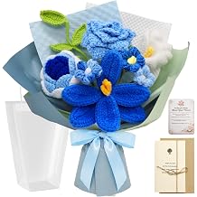 Crochet Flower Bouquet Blue Handmade Crochet Flowers Gift for Him