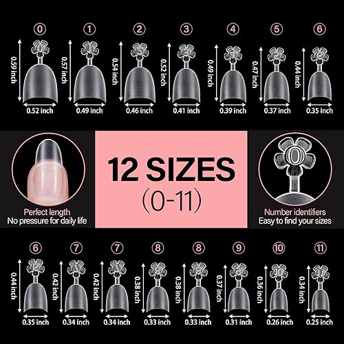 Miniatura 6 de AILLSA Puntas de uñas cortas de almendra, acrílicas transparentes, puntas de uñas de gel suaves y postizas, puntas de uñas de gel mate, puntas de