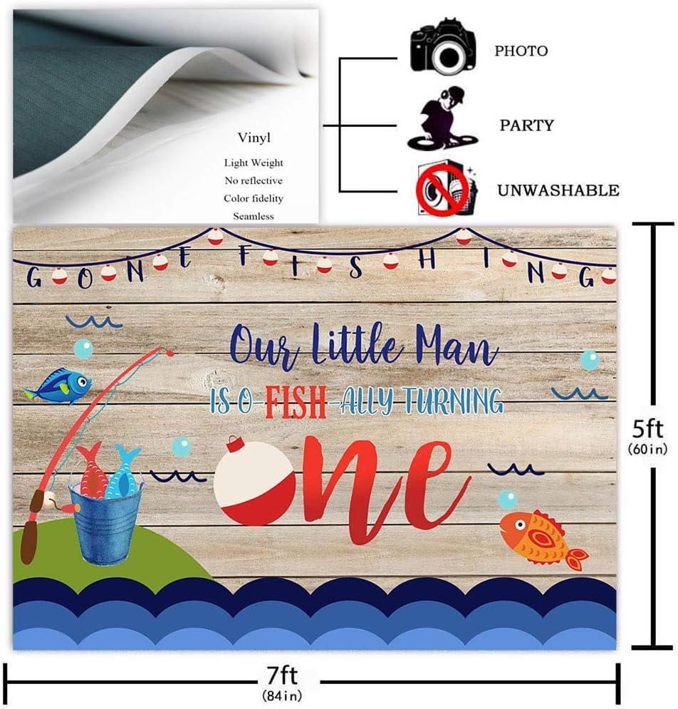 Avezano Gone Fishing 1st Birthday Backdrop Our Little Man is The Big One Decorations Bday Party Photography Background Ofishally One Fishing Theme Birthday Parties Banner Photo Booth Supplies