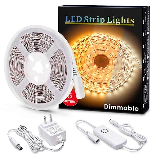 MYPLUS Under Cabinet LED Lighting, 16.4ft Dimmable Strip Lights, 3000K