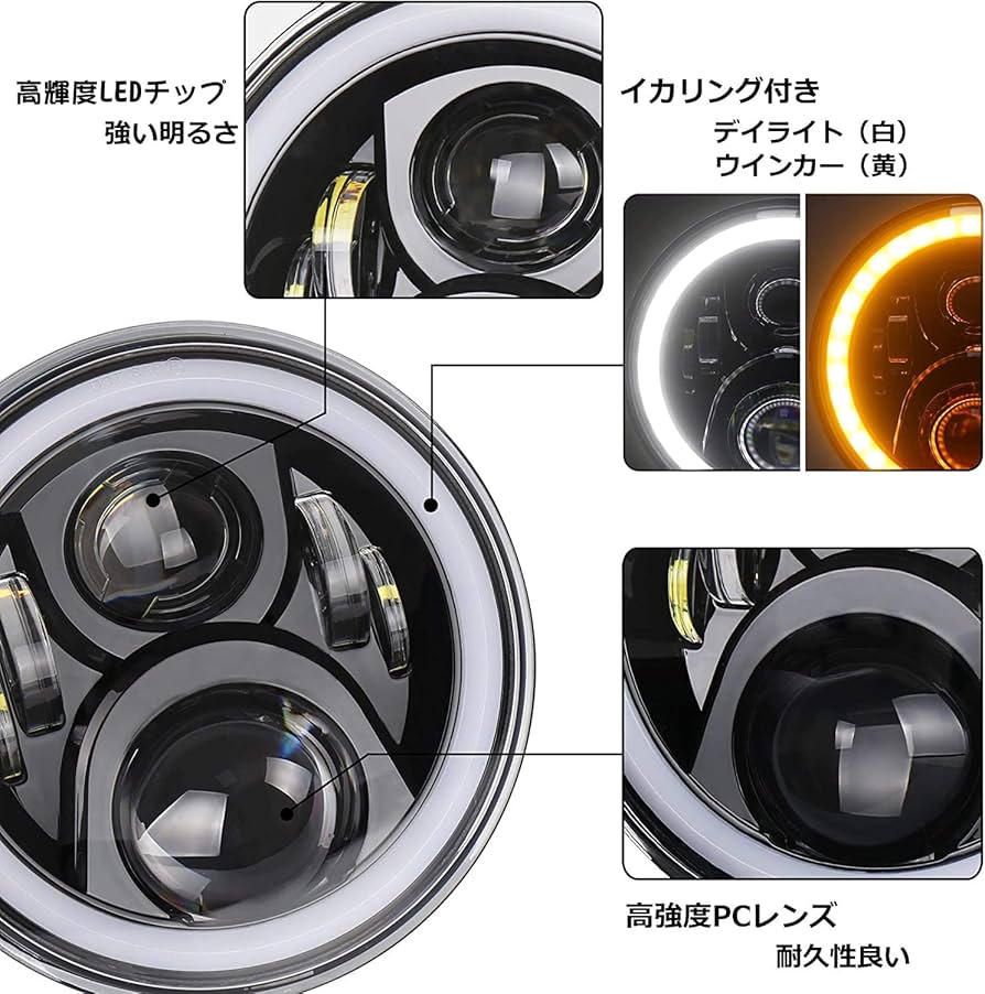 ラングラー　純正　ヘッドライト　2個セット Jeep 丸型2灯マルチリフレクターヘッドライト H4バルブ付 TJ
