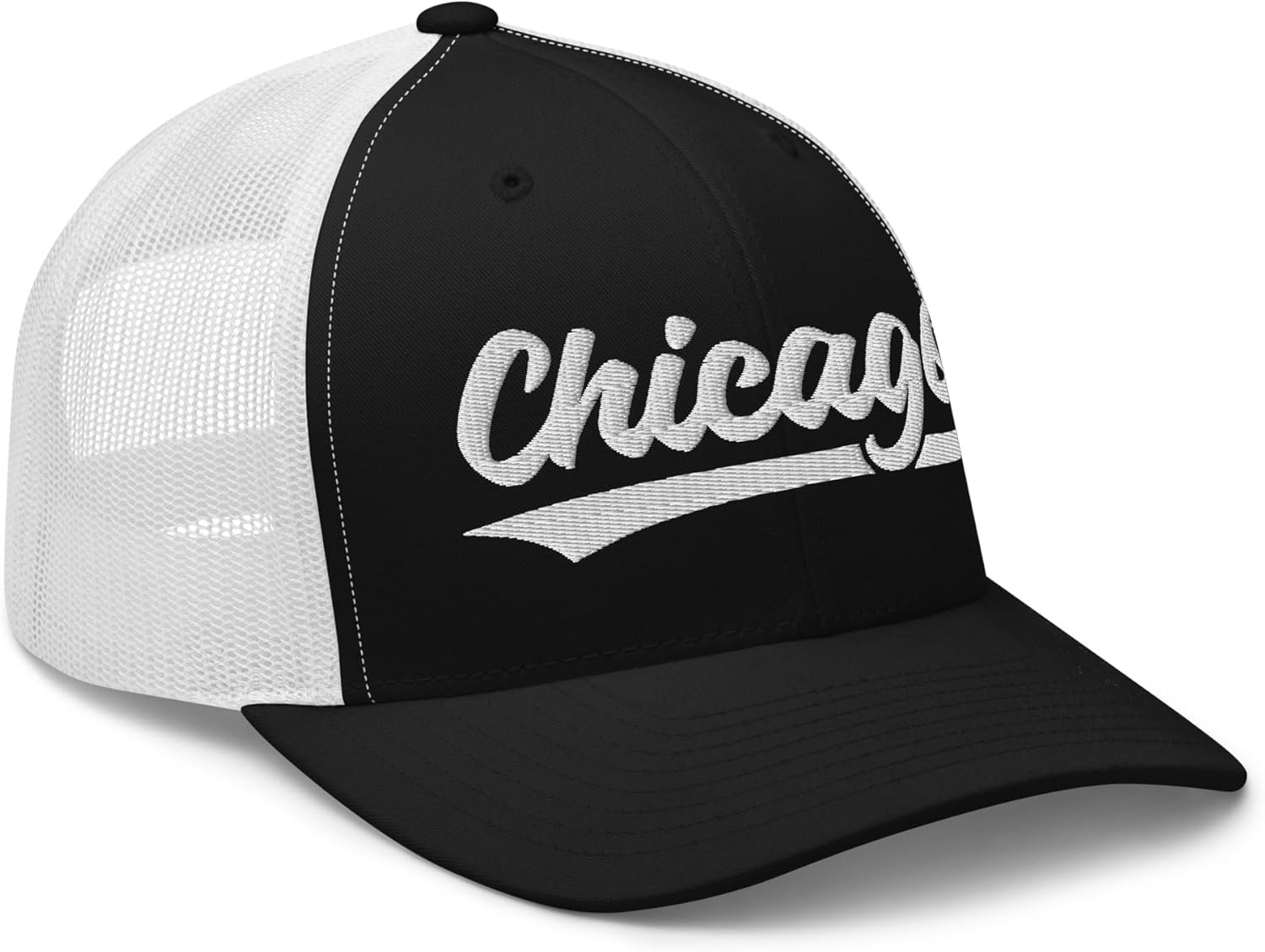 Vintage Chicago Baseball Script Mesh Retro Chicago Trucker Hat Cap