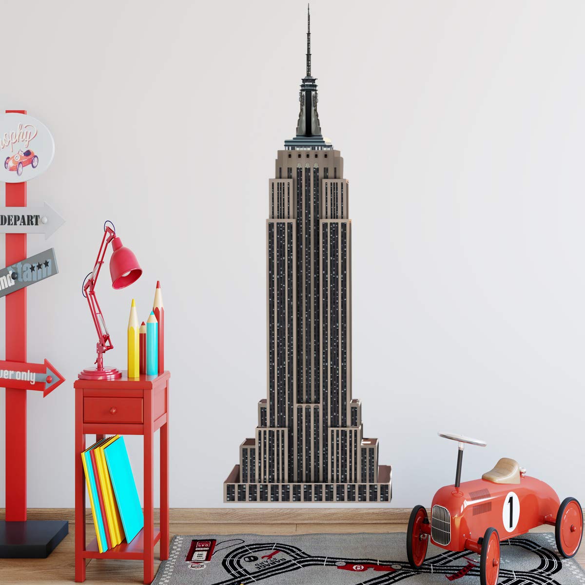 Sticker Mural Grand Format Coucher De Soleil Empire State Building New York - 150x100 Cm Vinyle Adhésif Amovible OEDIM