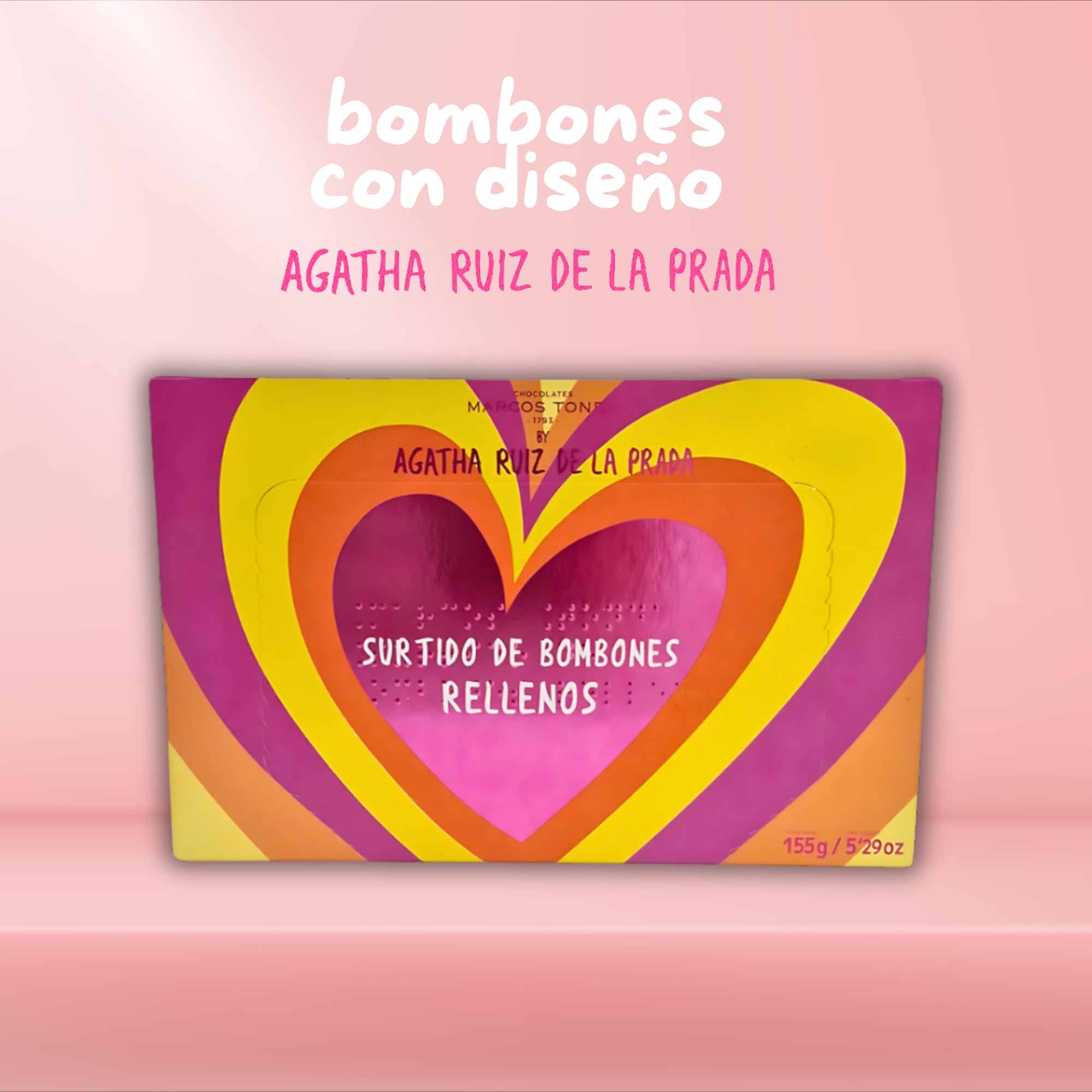 Chocolate Marcos Tonda – Agatha Ruiz de la Prada Pack 5 Unidades | Caja Bombones De 150 Gr X5 | Caja Bombones Regalo | Bombones Para Regalar | Chocolates Originales Para Regalar