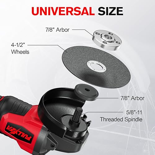 Miniatura 7 de Amoladora angular inalámbrica de 4-12 pulgadas, motor sin escobillas de 12000 RPM, herramientas eléctricas con batería de 2 x 4.0 Ah y cargador